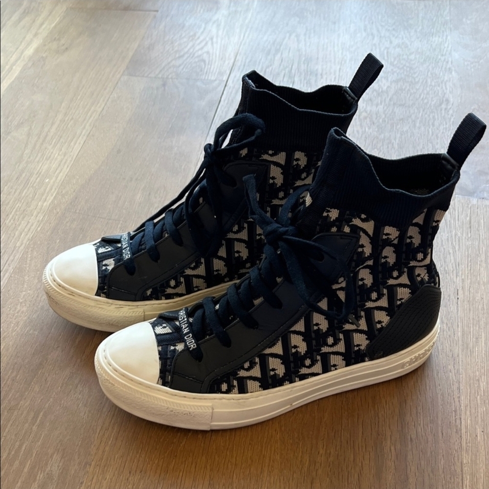 Dior Navy and White Patterned High-Top - Picture 1 of 5